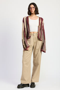 Color Mix Cardigan Top - burgundy combo, womens cardigan collection