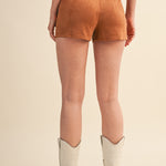Faux Suede Short With Lace up Detail - camel, womens shorts collection