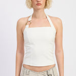 Hardware Halter Top - white, womens top collection