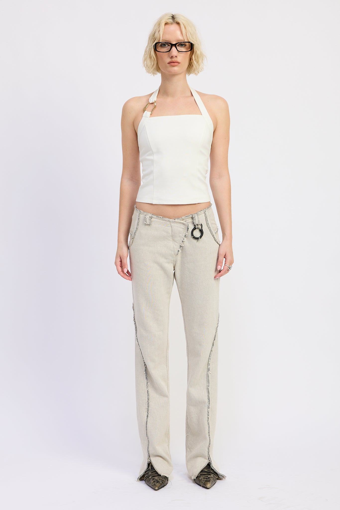 Hardware Halter Top - white, womens top collection