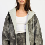 Leather Mix Media Bomber Jacket - washed black, womens jacket collection