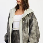 Leather Mix Media Bomber Jacket - washed black, womens jacket collection