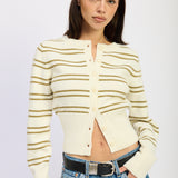 Front Button Knit Cardigan - olive/ivory, womens sweater collection