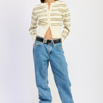 Front Button Knit Cardigan - olive/ivory, womens sweater collection
