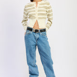 Front Button Knit Cardigan - olive/ivory, womens sweater collection