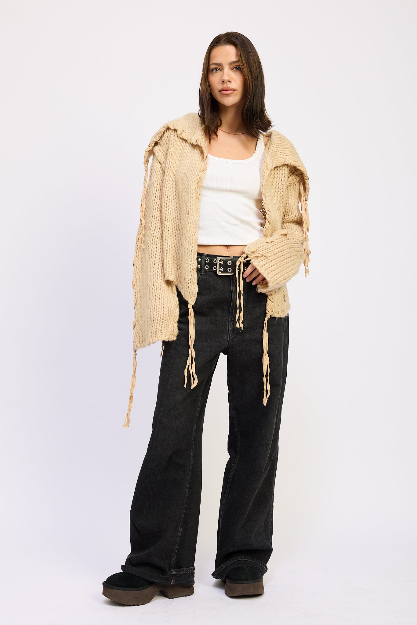 Hooded Knit Cardigan - oatmeal, womens cardigan collection