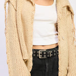 Hooded Knit Cardigan - oatmeal, womens cardigan collection