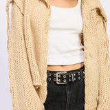 Hooded Knit Cardigan - oatmeal, womens cardigan collection