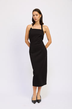 Hardware Halter Mid Dress - black, womens dress collection