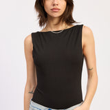 Boat Neck Bodysuit With Back Trim Detail