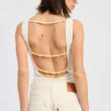Boat Neck Bodysuit With Back Trim Detail