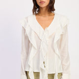Tie Front Ruffle Top