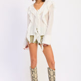 Tie Front Ruffle Top
