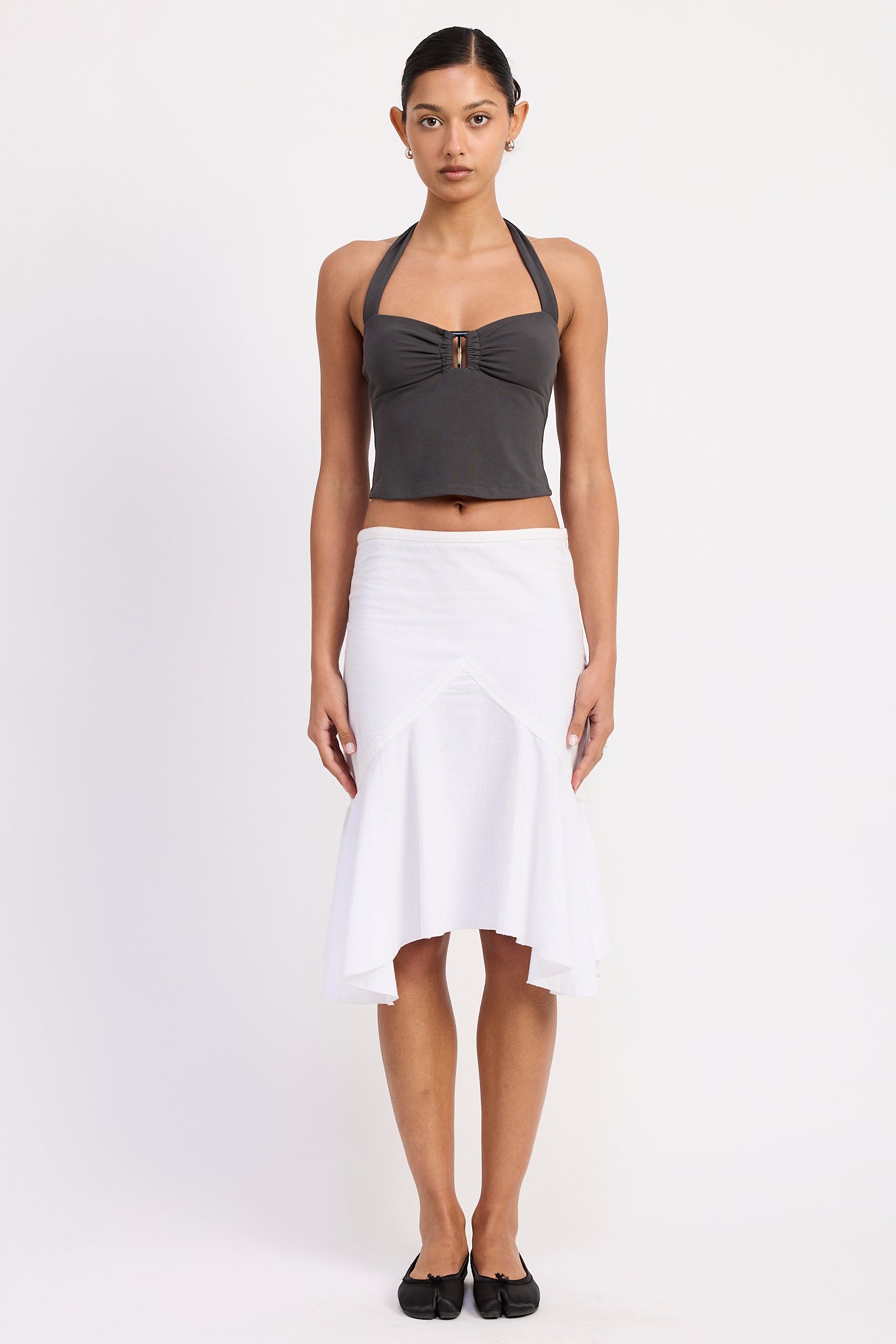 Buckle Halter Top - Charcoal, Women's Tops Collection