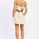 Linen Cutout Bead Mini Dress