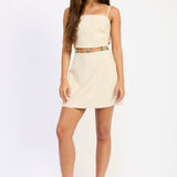 Linen Cutout Bead Mini Dress