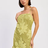 Flower Applique Mini Crochet Dress