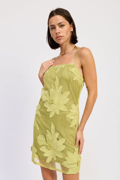 Flower Applique Mini Crochet Dress