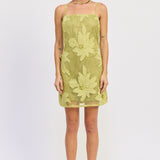 Flower Applique Mini Crochet Dress