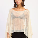 Fringe Hem Poncho Top