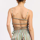 Striped Smocking Open Back Top