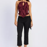 Ruffle Semi Sheer Halter Top