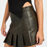 Leather Pleated Skirt