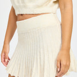 Pleated Knit Skirt - Cream, Women's Skirts Collection