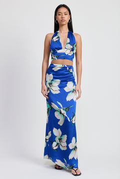 Pleated Waist Halter Top & Bottom Set