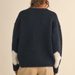 Sweater With Square Patch Detail - blue, womens sweater collection