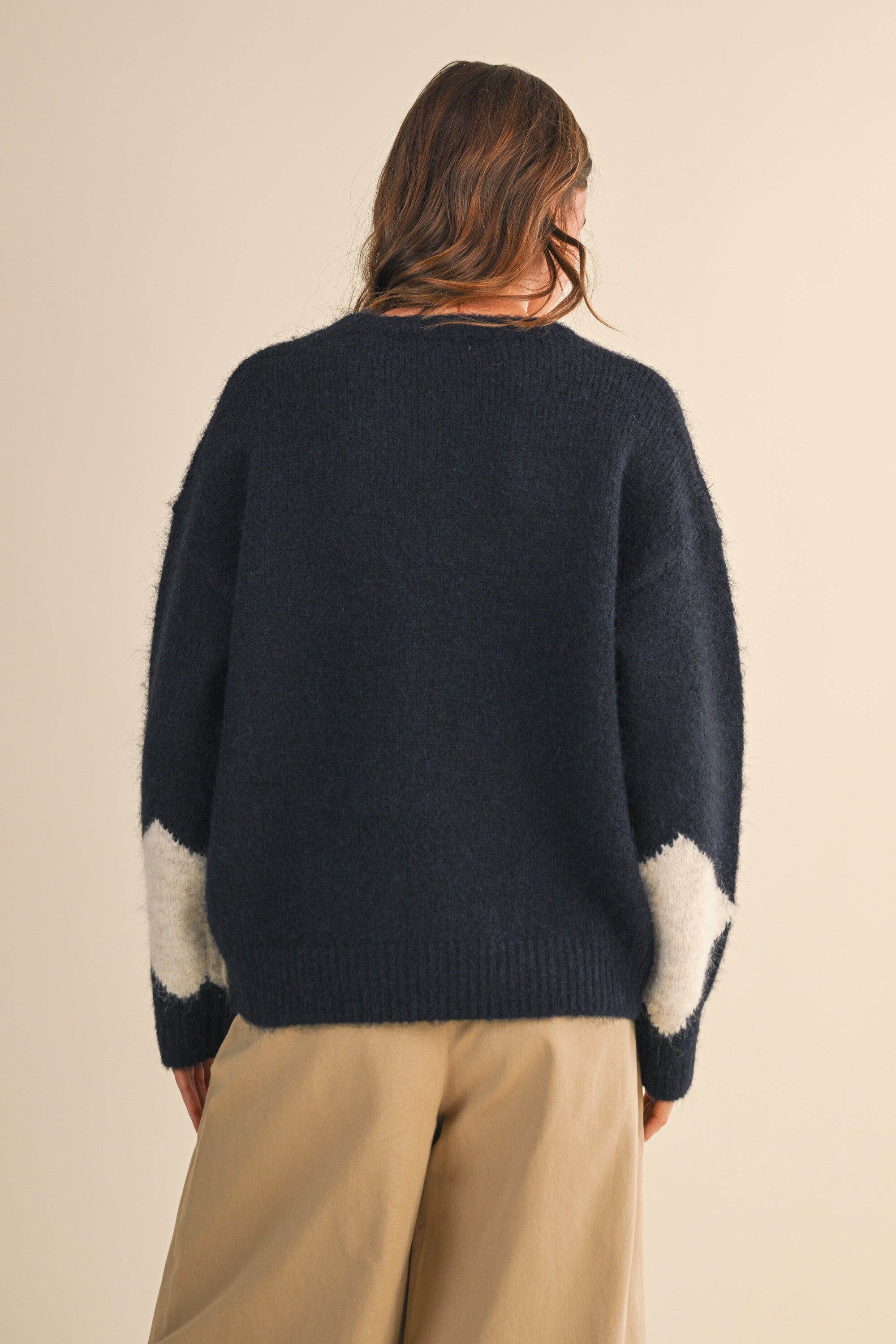 Sweater With Square Patch Detail - blue, womens sweater collection
