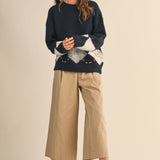 Sweater With Square Patch Detail - blue, womens sweater collection