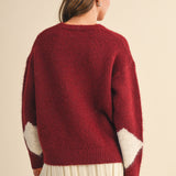 Sweater With Square Patch Detail - red, womens sweater collection