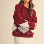 Sweater With Square Patch Detail - red, womens sweater collection