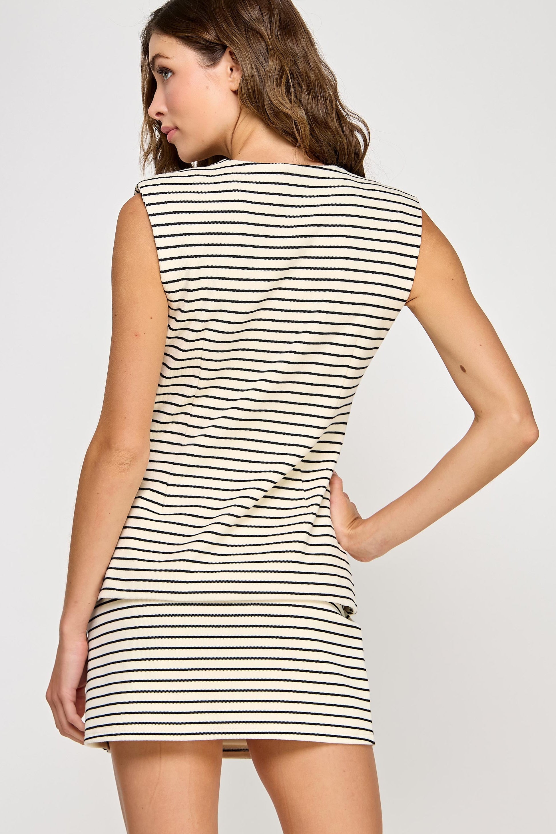 Stripe Knit Tailored Vest - cream/black, womens top collection