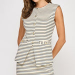 Stripe Knit Tailored Vest - cream/black, womens top collection