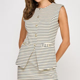 Stripe Knit Tailored Vest - cream/black, womens top collection