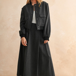 Two Tone Fabric Bomber Jacket - black, womens jacket collection