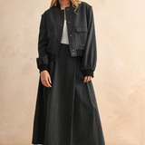 Two Tone Fabric Bomber Jacket - black, womens jacket collection