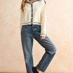 Sailor Style Sweater Cardigan - Off White/Navy, Women's Tops Collection