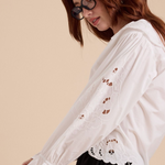 Eyelet Detail Blouse - white, womens top collection