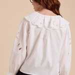 Eyelet Detail Blouse - white, womens top collection