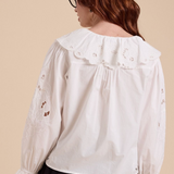 Eyelet Detail Blouse - white, womens top collection