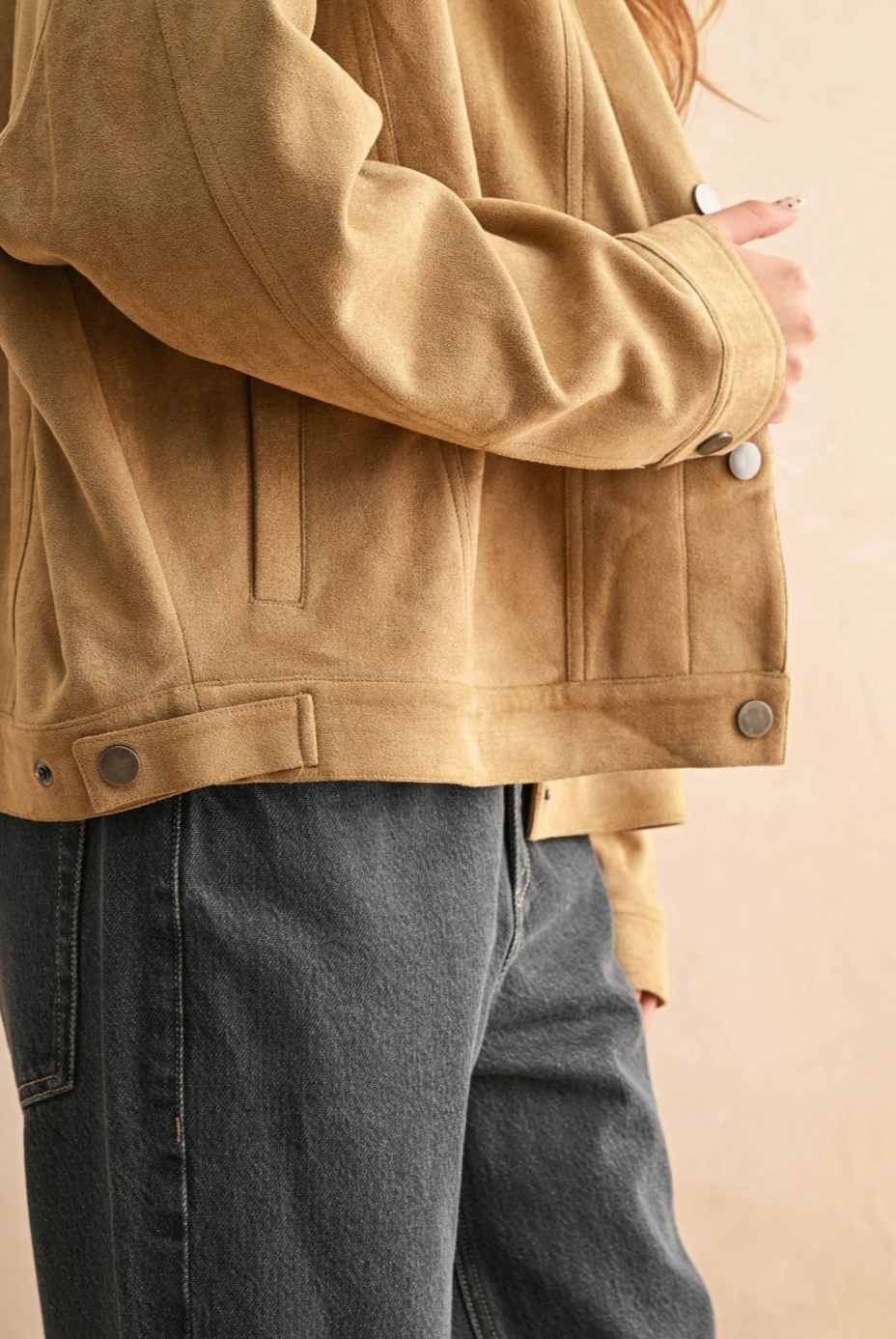 Suede Button Front Jacket - camel, womens jacket collection