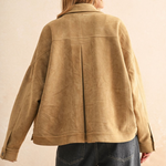 Suede Button Front Jacket - camel, womens jacket collection