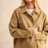 Suede Button Front Jacket - camel, womens jacket collection