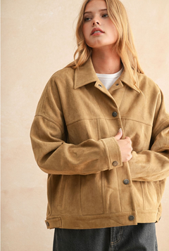 Suede Button Front Jacket - camel, womens jacket collection