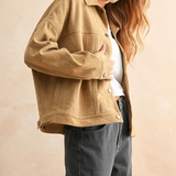 Suede Button Front Jacket - camel, womens jacket collection