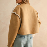 Suede With Sherpa Detail Reversible Jacket - camel, womens jacket collection