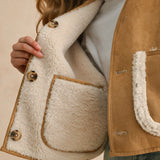 Suede With Sherpa Detail Reversible Jacket - camel, womens jacket collection